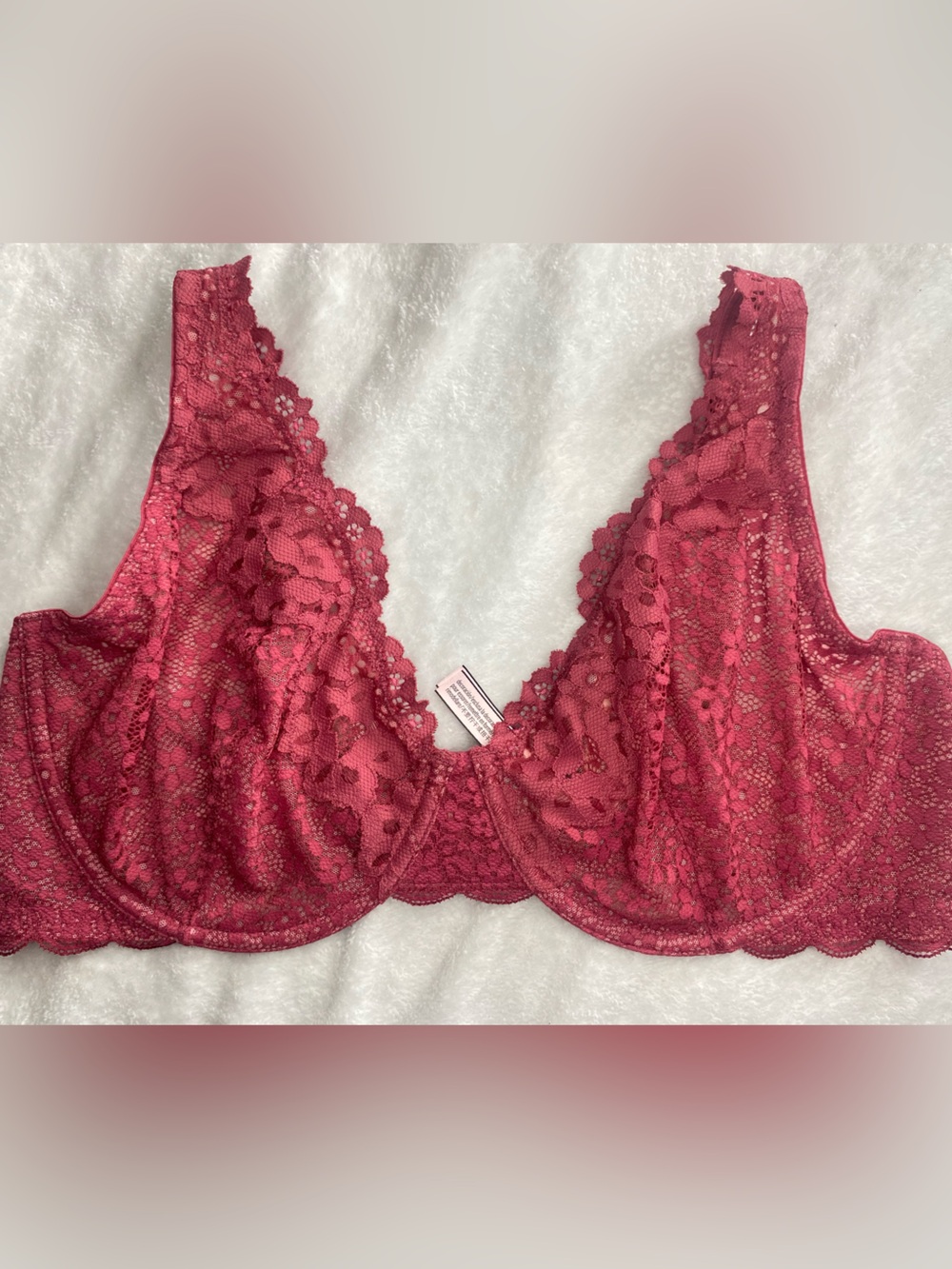 Victoria's Secret unlined Demi bra Lace Underwire Bralette in Deep Rose - Picture 2 of 8